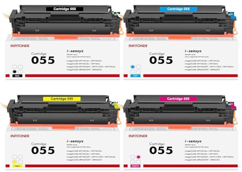 INFITONER Cartridge 055 Tonerkartusche als Ersatz für Canon 055 055H imageCLASS MF742Cdw MF746CX MF744CDW MF746CDW LBP663CDW LBP664CX MF745CDW MF741CDW MF743CDW - Schwarz Cyan Magenta Gelb
