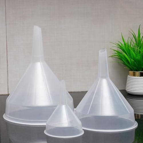 Plastic Funnels for Filling Bottles | Pack Of 3 Plastic Funnels for Kitchen | PP Plastic Funnel with Hanging Loop | Transparent Kitchen Funnel for Filling Bottles, Spices, Liquids, & More