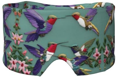 Augen- und Ohrenschützer mit Blumen- und Kolibris-Stickereien, atmungsaktiv, verstellbar, Verdunkelung, bequem