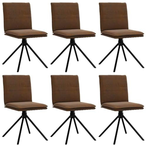 vidaXL Esszimmerstühle 6 STK. Braun Wildleder-Optik, Essstuhl, Küchenstuhl, Beistellstuhl, Stuhl, Wohnzimmerstuhl, Restaurantstuhl