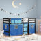 Xichuzi hochbett mit Vorhängen Blau 90x200 cm Massivholz Kiefer, Bett, Jugendbett, Schlafzimmer Bett, Bed Frame - 3283824