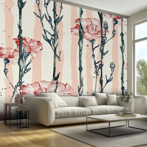 NOGAWA Papier Peint Coquelicot, Papier Peint Motif Floral, Panoramique Décoration Murale Pour Salon, Chambre, Tapisserie Murales Intissé, Wallpaper Mural 450x315cm