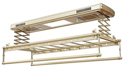 Tragbarer, zusammenklappbarer Wäscheständer, automatischer Wäscheständer – Fernbedienung, Wand-/Deckenmontage, Doppelstangen-Design für den Innen- und Balkongebrauch, platzsparende, effizien