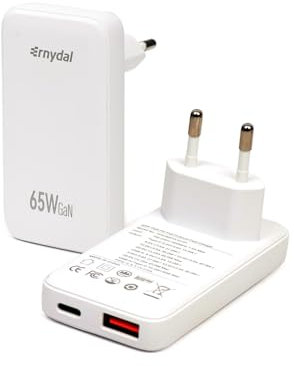 65W Flaches GaN USB C Ladegerät,Dual-Port Schnelles Wandladegerät mit PD 3.0 & QC 4.0,kompakter Stromadapter für MacBook Pro/Air,iPhone 16,iPad Pro,Samsung Galaxy S24 & mehr,weiß