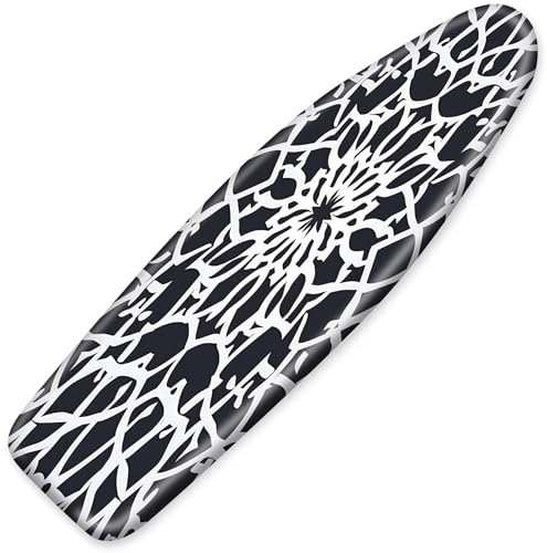 Ironing Board Cover, Standard Size 15 x 54 Thickly Padded with Non-Slip Elastic Edges and Adjustable Hook and Loop Straps (Ironing Board Not Included) (Mandala 2, 15x54)