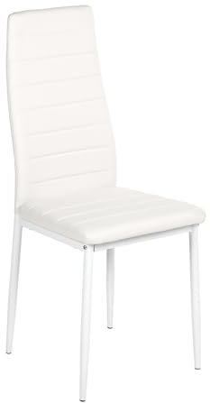GOKHOMX Chaise Cuisine Lot de 1 lot Chaise a Manger avec Coutures Décoratives Chaise Scandinave pour mobilier de Salle à Manger, de Cuisine et de Bureau, Pieds en métal, Blanc