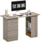 HOMCOM Computer Desk, Writing Table, PC Workstation with 3 Storage Shelves and Drawers, Silver Handle, for Home Office, Grey
