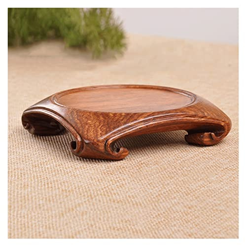 HDBCYUAZ Ornament Basis Hölzerne Vase Base Runde Sockelanzeige Stand for Teekanne Bonsai Weihrauch Brenner Dekoration Jade Carving Ornamente DREI Arten Holz Vase Basis(B)