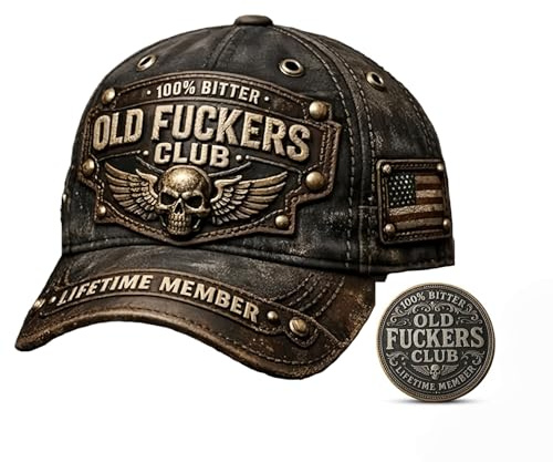 Old Fuckers Club-Vintage-Baseballkappe, Deal Grumpy Old Timer, Geschenk für bittere Veteranen, Schwarz