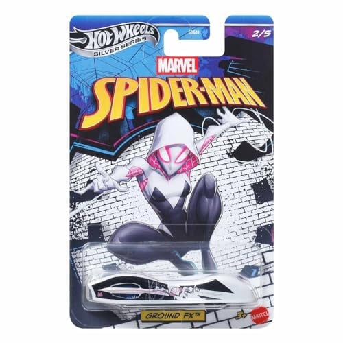 Hot Wheels Silver Series Spider Man Ground FX [Ghost Spider] 2/5, Maßstab 1:64, Druckguss-Spielzeugfahrzeug