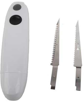 RASTKY Cordless Electric Kitchen Tool Lightweight Ergonomic Handle Stainless Steel Vane/Wing for Easy Meat Carving White 21 X 5 X 5cm