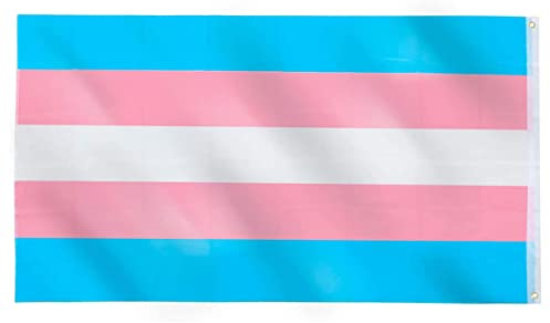 BeVistoso Transgender-Flagge, Regenbogenfarben-Flagge, Transgender-Gender-Pride, LGBT-Flaggen mit blau-weißen bunten Streifen, 90 x 150 cm, für Zuhause