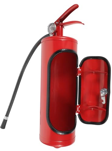 Adorainbow Creative with Fire Extinguisher Wine Cabinet Modern Red Design Metal Wine Storage Box Cups Portable and Bar Decoration Firefighter Gift