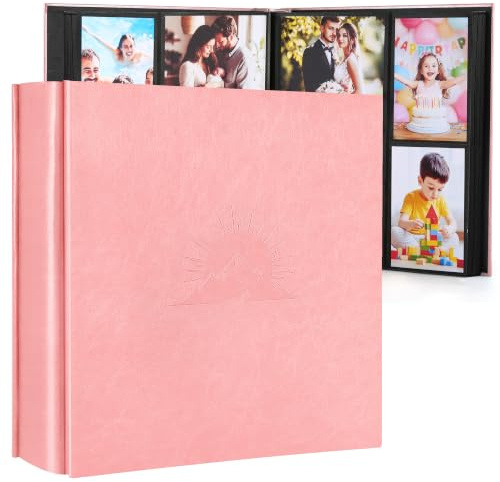 DazSpirit Album photo 10x15cm 1000 photos, Album à pochettes en similicuir | avec élégante embossée, Grand livre photo classique à coller pour mariage, anniversaire, bébé et famille