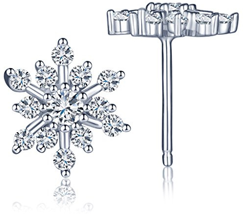Unendlich U Schneeflocke Damen Ohrstecker 925 Sterling Silber Zirkonia Schneestern Stecker Ohrringe Ohrschmuck, Silber
