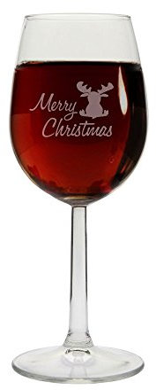 Weißweinglas -Merry Christmas + Elch- Weinglas mit Gravur – Geschenkidee zu Weihnachten für Männer & Frauen