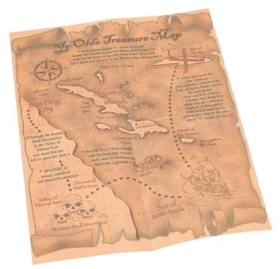 Bristol Novelty BA997 Pirate Treasure Map, Unisex-Adult, One Size, Beige