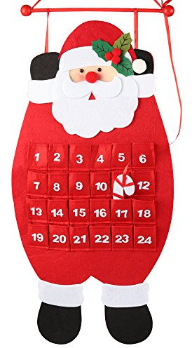 D-FantiX 3D Santa Fühlte Adventskalender, Countdown zum Weihnachtskalender, Innendekorationen, Rot und Weiß