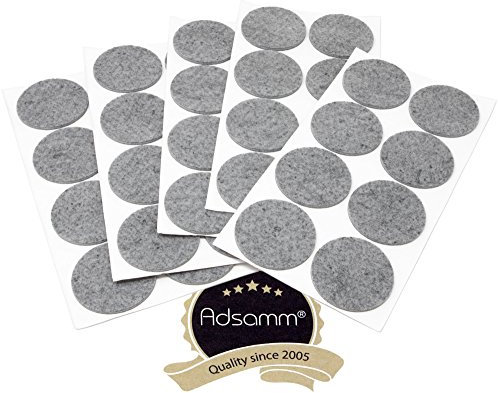 Adsamm® / 40 x Selbstklebende Filzgleiter/Grau/ø 60 mm/Rund/Möbelgleiter aus Filz mit 3.5 mm Stärke/Möbel- und Bodengleiter