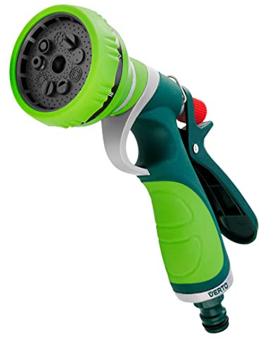VERTO Gartenbrause 9-Funktionen, Handbrause, Multi Gartenspritze | Mit Ergonomischer Griff, Grün Wasserspritze, Für Garten, Regulierung der Wasserstrahlstärke