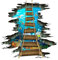 GLITZFAS Boden Aufkleber 3D Bodenaufkleber Zugbrücke Wandtattoo Wandaufkleber Decal Wand Sticker Wohnzimmer Schlafzimmer Boden Deko (Ks6658)