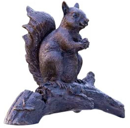 IDYL Bronze-Skulptur Eichhörnchen auf Ast|22x13x24cm |Tierfigur aus Bronze handgefertigt | Gartenskulptur-Wohnbereich-Dekoration | Hochwertiges Kunsthandwerk | Wetterfest