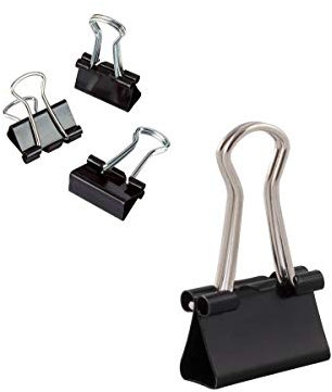 D.RECT Metal Foldbackklammern - Foldback Klammern Verpackung 12 Stück x 12 Pack(144 Klammern) 15mm - Vielzweckklammern, Metall Binder Clips für: Notizen, Briefpapier - Büroklammern Gross, Schwarz