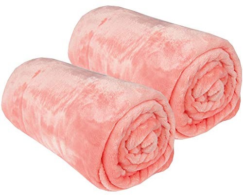 Bestgoodies Kuscheldecke im 2er Pack Wohndecke - extra weich - hochwertige Microfaser Flauschdecke, 150 x 200 cm - Lachs