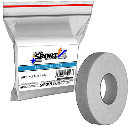 RE-GEN Sport Premium Zinkoxid-Klebeband – Größe 1,25 cm x 10 m – ideal für Erste Hilfe Finger, Knöchel, Boxen, MMA, schützendes Wickelband