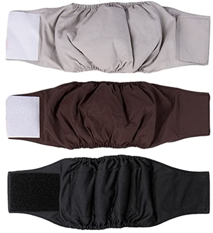 Amaliy Windeln für Hunde (3-er Packung) - Waschbare Rüde Hund Windeln Hunde Bauchband (S(Taille: 32-42cm))