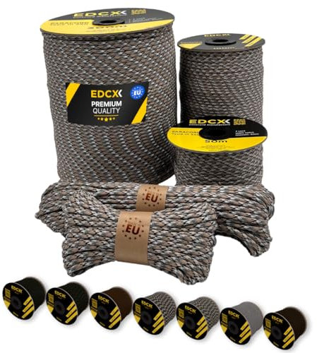 EdcX Paracord 4 mm, 20+ Militärfarben (15 m, 30 m, 50 m, 100 m, 300 m) | Ideal zum Basteln, Camping, Outdoor | 100% Nylonseil 4 mm | Taktische Kordel 550 Typ III (Scorpion, 50 m)