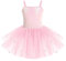 IWEMEK Kinder Ballettkleidung Mädchen Ballettkleid Ärmellos Pailletten Balletttrikot Ballettanzug Tanzkleid Tanzbody mit Tütü Rock Ballettrock Gymnastik Tanzbekleidung Rosa 5-6 Jahre