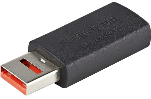 StarTech.com Adaptateur Chargeur USB Sécurisé - Data Blocker - USB-A Mâle vers Femelle - Protection Chargeur No-Data pour SmartPhone/Tablette - Adaptateur Blocage Transfert Données (USBSCHAAMF)