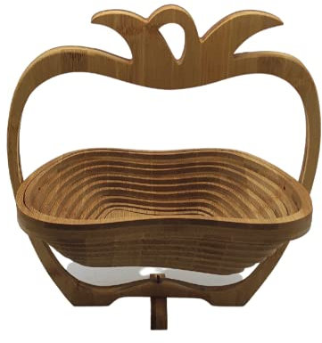 SusggO Frutero Plegable de Bambu Madera Verdulero Tabla de Cortar Salvaencimeras Cesta de fruta desplegable con formas de frutas Manzana, Pera, Piña. (PIÑA)