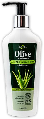 Herbolive Reinigungsmilch 3 in 1, Olivenöl & Aloe Vera 200ml