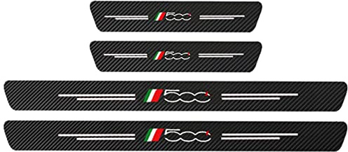 4 Pcs Carbon Fiber Car Door Sill Protector for Fi-at 500 500X 500L TIPO Punto Bravo Panda STILO, Welcome Pedal Scuff Guard Non-Slip Auto Styling Decoration Accessory