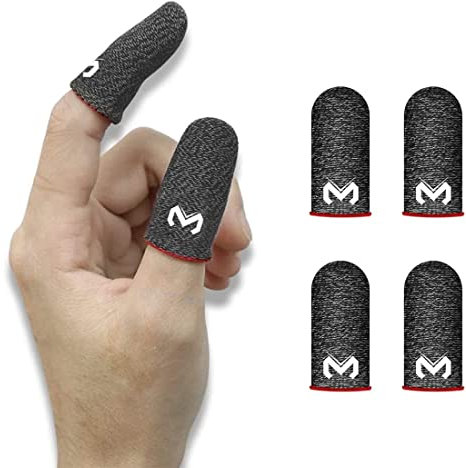 SIOPPKIK - (4er Pack Mobile Gaming Finger Sleeve- PUBG Finger Sleeves mit Anti-Sweat Effekt - für jedes Spiel und Mobilgerät - inkl. Mikrofasertuch