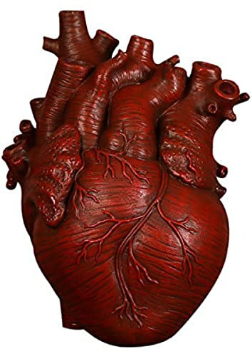 Harzvase, Pflanzgefäß, dekorative Herzvase, anatomisches Herz, Tischplatte, dekoratives Handwerk, Bauernhaus, Wohnzimmer, Schlafzimmer, Arbeitsplatte (rot, klein)