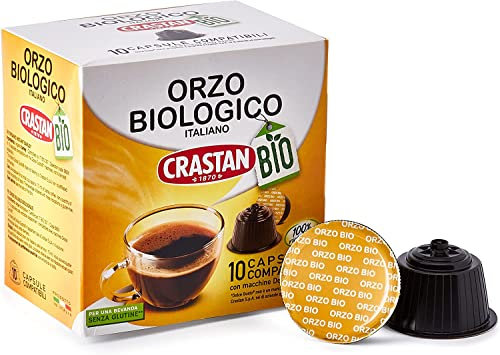 Crastan Orzo Biologico en Capsule Orge Bio en Capsule Compatible Dolce Gusto Chaque paquet contient 10 capsules 100% Orge Italienne, Naturellement Sans Caféine