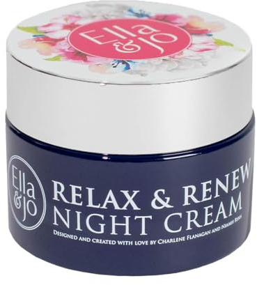 Ella & Jo Relax & Renew Night Cream: Hydrating, Anti-Aging Moisturiser with Bakuchiol, A Plant-Based Retinol, Peptides + Hyaluronic Acid - Plumps Fine Lines, Stimulates Skin Repair and Renewal - 50ml