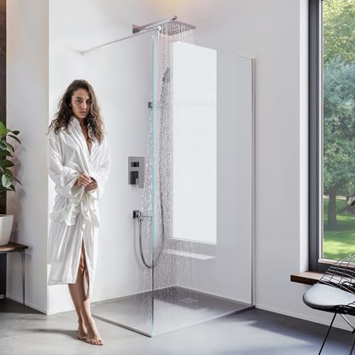 BIJON Duschwand Glas 50 x 200 cm Duschabtrennung Glas 8 mm ESG Duschtrennwand, Duschglaswand, Glaswand-Dusche Walk-in Dusche, Glastrennwand, Nano - Lotuseffekt, M1