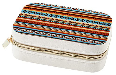 WOSHJIUK Schmuckschatulle Reise Schmuckschatulle,bunte ethnische indische gestreifte,Schmuck Organizer Kleine Schmuckschatullen für Frauen