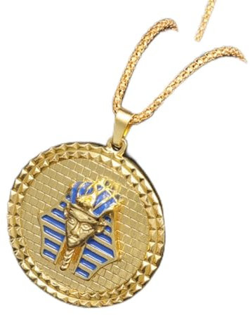 YAHOYA Altes Ägypten Pharao Tutanchamun Vergoldete Maske Metall Medaille Anhänger Halskette für Männer Rock Punk Party Schmuck