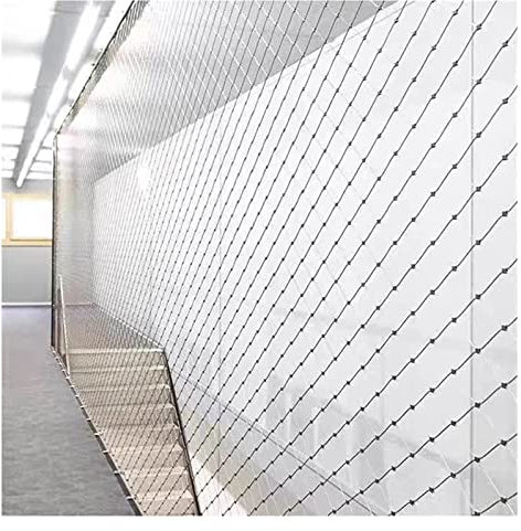 Galvanised Mesh Fence Wire Flexible Stainless Steel Rope Netting, 3mm Wire Diameter, Mesh Hole 10cm, Impact Resistance Rope Mesh, Stair Balcony Boundary Decor Protection Net ( Color : Silver-3mm diame