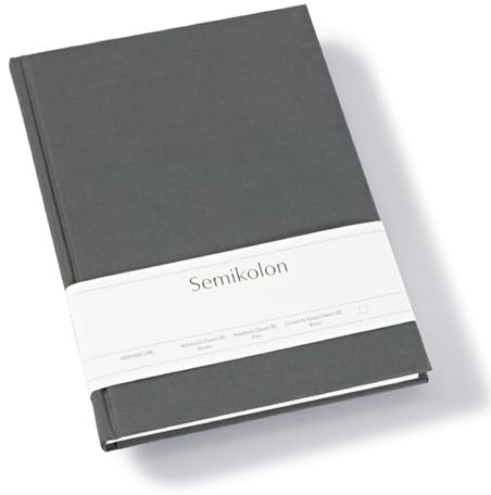 Semikolon 370056 - Notizbuch Classic B5 blanko - 176 Seiten, cremeweißes Papier - Lesezeichen - lava stone grau