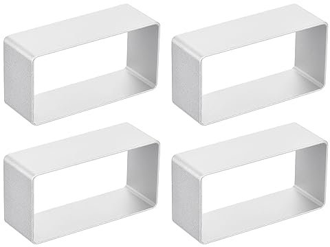 sourcing map Juego de 4 cortadores de galletas de metal, cortador de galletas rectangular de aleación de aluminio adecuado para tartas caseras de galletas, fondant, sándwich, plateado