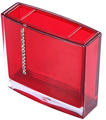 PUNELE Schwarz-rotes Badezimmer-Accessoires-Set 16 X 15 X 13 cm 5-teiliges Set Acryl-Badezimmer-Accessoires Badebecher Flasche Zahnbürste Seifenschale