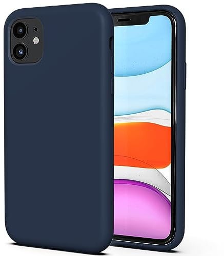 TAXXOE Silicone Case with iPhone 11 Case Soft Ultra Slim Protective Shockproof Liquid Silicone Phone Case,Anti-Scratch Microfiber Lining,6.1 inch-Dark Blue