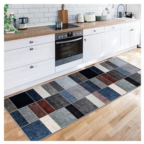 Siunwdiy Alfombra Pasillo Larga 2 Metros,Alfombra Cocina Lavable Antideslizante, Rojo, Gris Azul, Alfombras de Pasillo Modernas para Pasillo, Cocina, Dormitorio, baño, Entrada,60X200cm