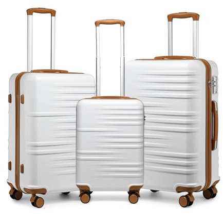 British Traveller 3Pcs Suitcase Set with 4 Spinner Wheels TSA Lock 20 24 28 Travel Trolley Case